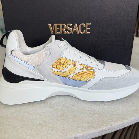 VERSACE‎ 1011942 Barocco White Leather Sneakers, Size 44 main image 4